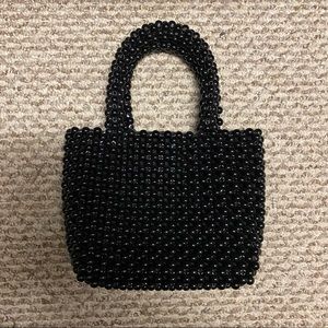 Zara beaded bag tote purse bead bag black